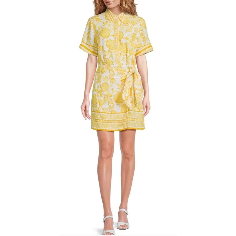 Alex Marie Millie Dress Womens 12 Yellow Wrap Resort Quiet Luxury Event NWT